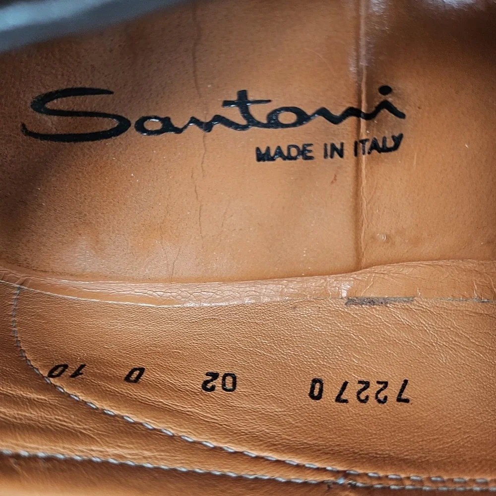 Santoni Italy Leather Penny Loafer Dress Shoes Brown Men's Size US 10 Driving‎